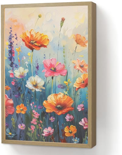 Wandlamp 40x60 cm - Oplaadbaar - Bloemen - Natuur - Waterverf - Kunst - Wandlampen binnen woonkamer - Slaapkamer lamp - Decoratieve nachtlamp - Vloerlamp draadloos