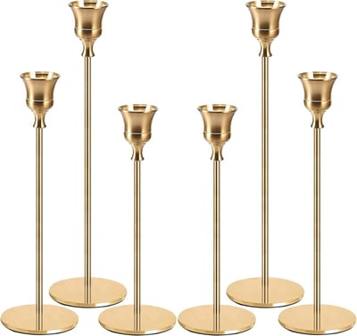 Moderne Vintage Kandelaars Set - 6 Stuks Bruiloft en Woondecoratie