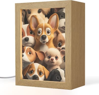 Nachtlampje 15x20 cm - Kinder lampje - Honden - Dieren - Bruin - Zwart - Patronen - Kind - Tafellamp kinderkamer - Slaapkamer lamp - Bedlamp kinderen - Kinderlampje stopcontact - Wandlamp babykamer - Nachtlampjes