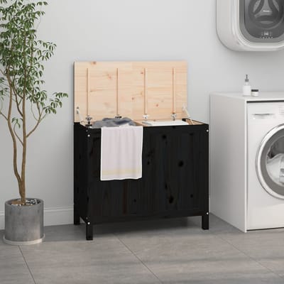 vidaXL - Wasmand - 88,5x44x76 - cm - massief - grenenhout - zwart