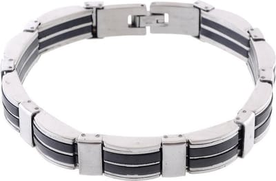 Behave - Armband heren staal zilverkleur mat zwart - tijdloze krachtlook