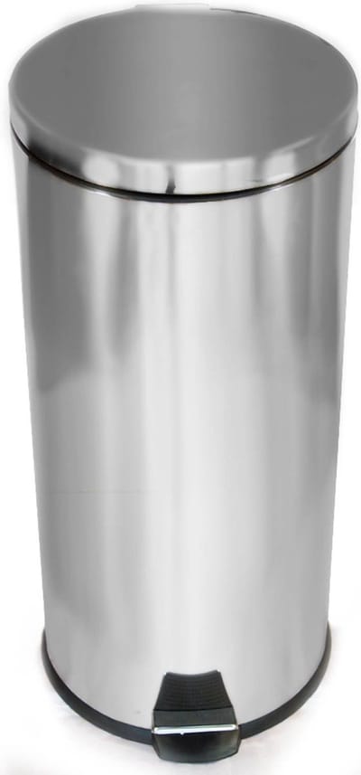 Prullebak/pedaalemmer - 30 liter - 64 x 36 x 30 cm - chroomkleurig - wc/badkamer