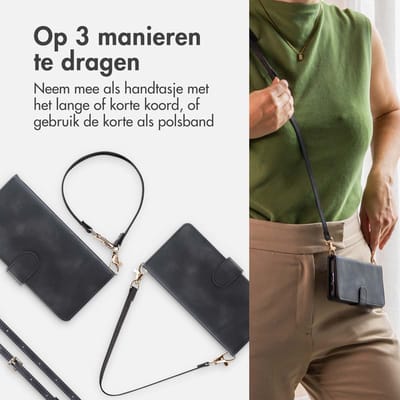 imoshion Hoesje - Geschikt voor Samsung Galaxy S21 FE - Bookcase met koord - Zwart