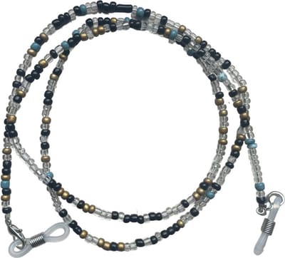 Eyezoo® - Brillenketting - Brilketting - Zonnebril Koord - Kralen - Zwart - Wit - Matgoud