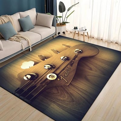 Retro Fender logo Gitaar Instrumenten Muziek Tapijt Vloerkleed voor Woonkamer Slaapkamer Huis Bank Decoratie, Vloermat 60*90cm