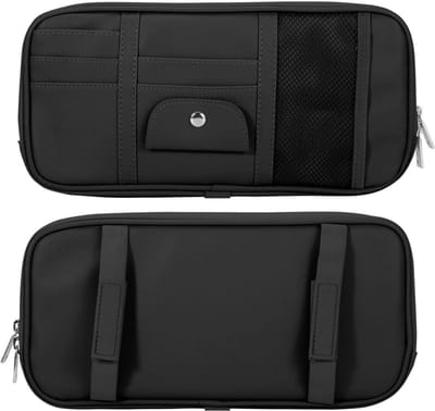 Famanu – Auto Zonneklep Auto Truck Interieur Pouch Pocket Accessoires Organizer Anti-Slip Houder Multi-Pocket Opslag Voor Zonnebrillen Registraties Kaarten Kabels - Zwart