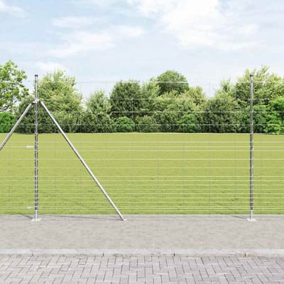 vidaXL - Gelast - Draadhek - met - Betonnen - Basis - 25 - x - 1,6 - m - Zilverkleurig