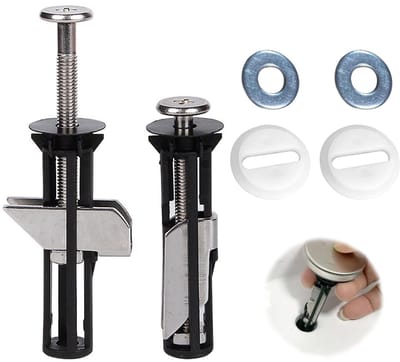 Dailygoods- Toiletbril Boutset 2 Stuks - Roestvrij Staal - Universeel Lang - D-Vormig - Eenvoudige Installatie - Geschikt voor de meeste Stoelhoezen - Wc-boutset