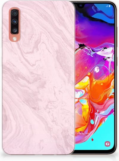 Back Cover voor Samsung Galaxy A70 TPU Siliconen Hoesje Marble Pink - Origineel Cadeau Vriendin