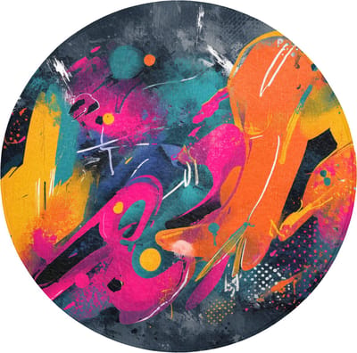 WC mat rond 70x70 cm - Antislip - Abstract - Graffiti - Kleurrijk - Verfspatten - Toiletmat - Vloermat - Douchemat - Toilet tapijt - Toiletmatten