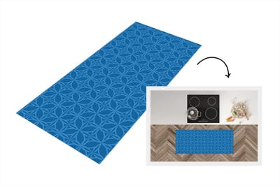 Keukenloper - Loper keuken - Kompas - Blauw - Patronen - 120x50 cm - Keukenloper vinyl