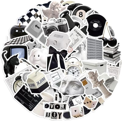 Vintage Waterproof Vinyl Stickers - 61 Stuks voor Scrapbooking, Graffiti Decoratie en Laptop Versiering voor Tieners en Bagage