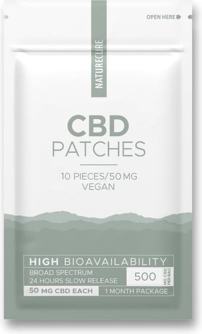 Nature Cure CBD-Pleisters -50 mg CBD- Broad Spectrum 10 stuks