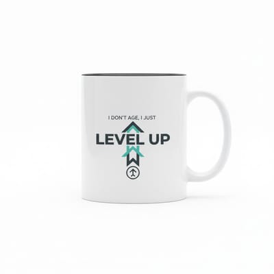 330ml Witte Mok met Zwarte Rand – I Don’t Age, I Just Level Up | Gamer Verjaardag Mok, Leuk Level-Up Cadeau