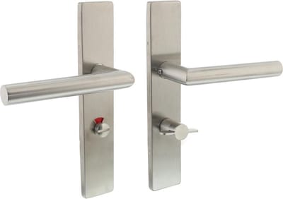 Intersteel Deurkruk Rhenen - Rechthoek geveerd schild - 219x40.5x9mm - WC63/8 - RVS Geborsteld