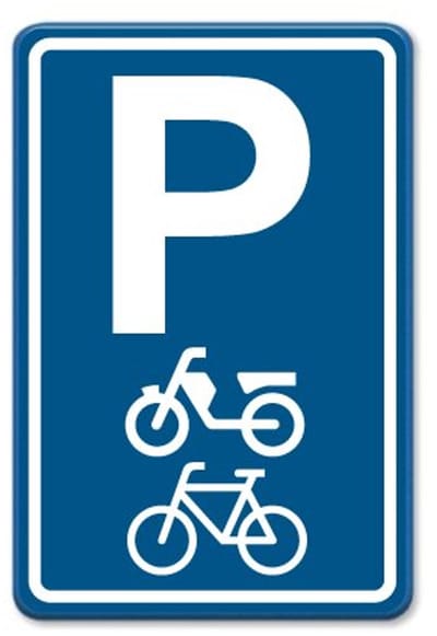 Parkeerbord Brommer en Fiets - blauw - Weerbestendig Aluminium - 40x60 cm - Bevestiging: Zonder bevestiging (alleen het bord)