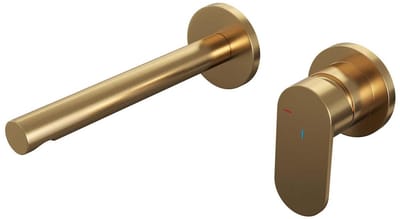 Brauer Gold Edition Inbouw Wastafelmengkraan met Rechte Uitloop en Rozetten Model C1 Goud Geborsteld PVD