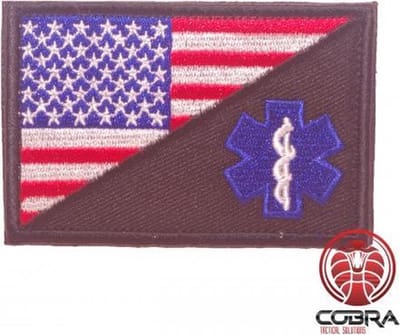 USA Amerikaanse vlag met medical kruis geborduurde militaire patch embleem met klittenband