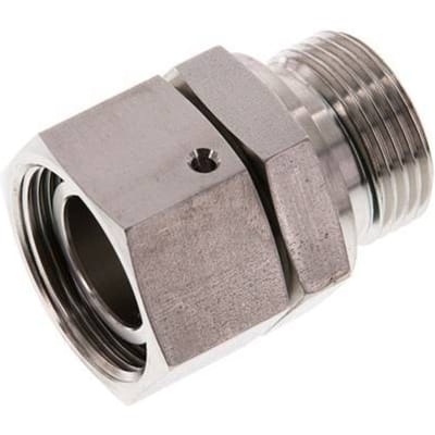 28L & G1'' RVS Rechte Draaidoorvoer Buitendraad 160bar FKM O-ring en Afdichtconus Verstelbaar ISO 8434-1