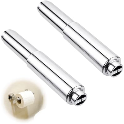 Toiletpapierhouder, reserveas, set van 2 telescopische toiletpapierrolhouder, veerkern 17 cm, wc-rolhouder, roestvrij staal, accessoires voor wandhouder in de badkamer, gastentoilet