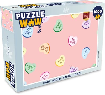 Puzzel Hart - Snoep - Pastel - Tekst - Legpuzzel - Puzzel 1000 stukjes volwassenen