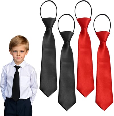 Dailygoods- Stropdas 4 Stuks - Verstelbare Kinders stropdassen - Effen Polyester - Geschikt voor Formele Gelegenheden - Afmetingen 28 x 7,5 cm - Voor alle Seizoenen - Kinderdass