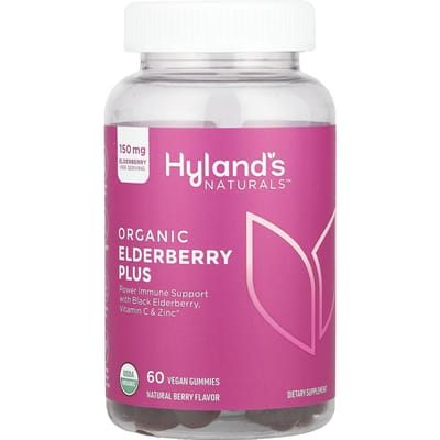 Hyland's Naturals, Biologische Vlierbes Plus Gummies, Natuurlijke Bes, 60 Vegan Gummies