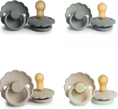FRIGG DAISY Fopspeen set 4 stuks Sage,French Gray,Sandstone en Cream Glow 6-18 maand