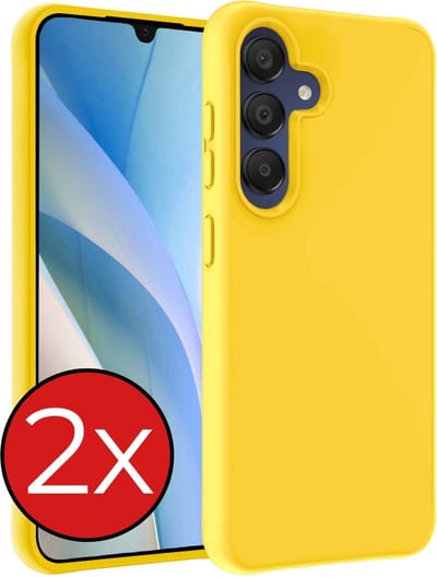 Hoesje - 2 Stuks - Geschikt voor Samsung Galaxy A15 - Sterk & Shockproof - Telefoonhoes - Back Cover - Case Siliconen - Telefoon Hoes - Geel