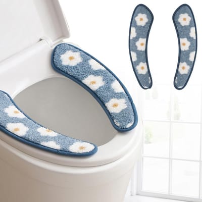 Dikke en Warme Toiletstoelhoes - Wasbaar en Herbruikbaar Kussen met TPR Lijm en Bloemenpatroon voor Comfort, Isolatie en Hygiëne