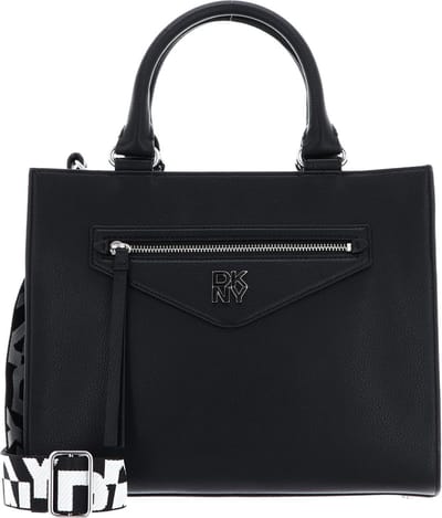 DKNY Leren Handtas Schoudertas Milan Green PNT Tote Black / Silver Zwart