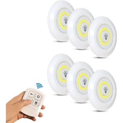 COB Afstandsbediening Tiklamp Nachtlampje Slaapkamer Kledingkast Kastverlichting Aanraakbediening 6PCS wit