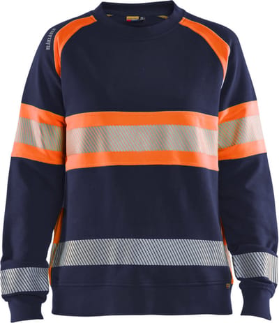Blaklader 3409-1158 Dames Sweatshirt High Vis - Marineblauw/Oranje - L