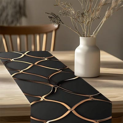 Moderne Luxe Zwart Goud Geometrisch Patroon Tafel Runner, Eettafel Decoratie 40x140cm beige