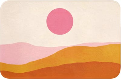 WC mat 60x40 cm - Antislip - Zon - Heuvels - Abstract - Roze - Toiletmat - Vloermat - Douchemat - Toilet tapijt - Toiletmatten