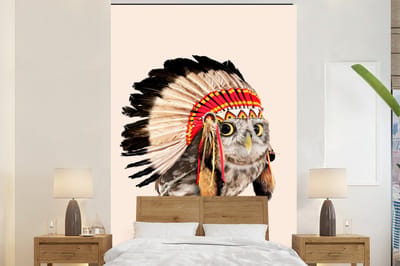 Dieren behang - Behang - Dier - Uil - Indiaan - Vogel - Fotobehang dieren - 200x300 cm