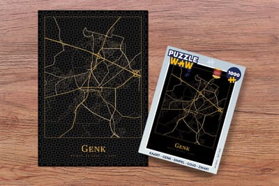 Puzzel Kaart - Genk - Simpel - Goud - Zwart - Legpuzzel - Puzzel 1000 stukjes volwassenen