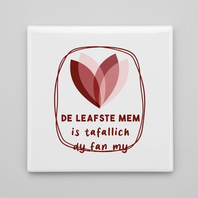 De Leafste Mem Is Tafallich Dy Fan My Tegel 15×15 cm – Hartverwarmende Friese Moederquote Keramische Wandtegel – Betekenisvol Cadeau voor Mama