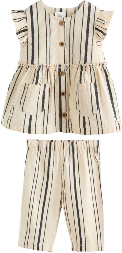 Next - Meisjes - 2-delige set voor baby's van geweven top en broek - Wit