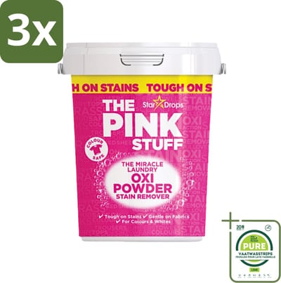 3 x The Pink Stuff - Vlekverwijderaar - Voor Bonte Was - 1kg - Grootverpakking - Vlekverwijderaar - Wasgoed Reinigen - Vlekken Verwijderen - Poeder Vlekverwijderaar - Witte Was Reinigen