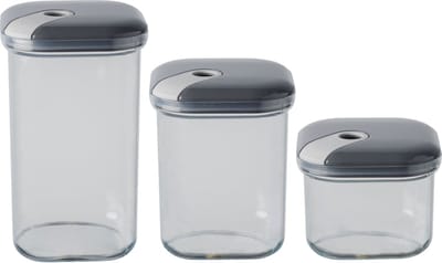 Omada - Pull Box Voorraadpot Set van 3 Stuks Assorti - Polypropyleen - Transparant