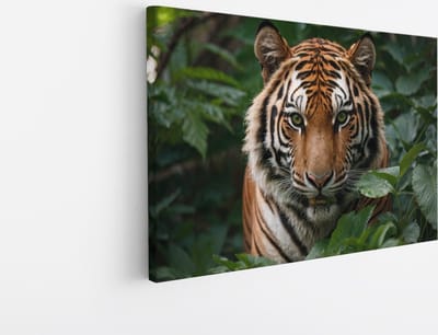 Saammp Canvas Schilderij -Tijger in de Natuur - Dieren - 45x30 - Foto op canvas - Wanddecoratie - Muurdecoratie Woonkamer - Slaapkamer decoratie - Canvas Print