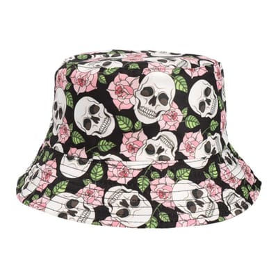 Chapeau Bucket Tendance Impression Graffiti Crâne Protection UV Respirant Unisexe Chapeau de Soleil Pliable Léger Casquette de Pêcheur Voyage gray