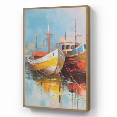 Wandlamp 60x90 cm - Oplaadbaar - Boten - Kunst - Kleuren - Schilderij - Wandlampen binnen woonkamer - Slaapkamer lamp - Decoratieve nachtlamp - Vloerlamp draadloos