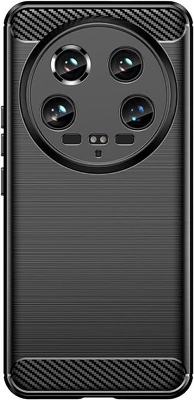 MobyDefend Hoesje - Geschikt voor Xiaomi 14 Ultra - TPU Backcover - Geborstelde Metaal & Carbon-Look - Zwart