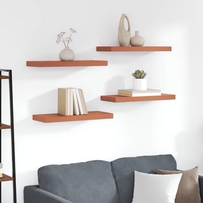 vidaXL - Wandplank - 4 - st - Rood - 60 - x - 23,5 - x - 3,8 - cm - Bewerkt - hout