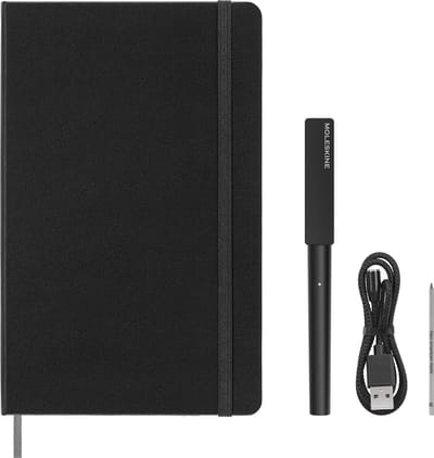 SnelShoppen - Slimme schrijfset, digitaal notitieboek met slimme pen, gelinieerde pagina's, groot 13x21 cm, zwart, ideaal voor notities, schetsen en i