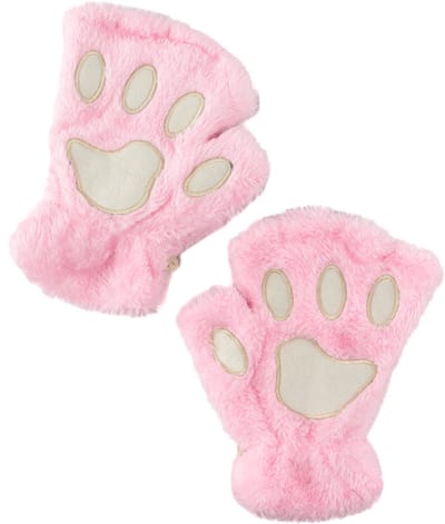 KIMU® Dierenpoot Vingerloze Handschoenen Roze Pluche - Vingerloos Pootjes - Kattenpootjes Hondenpootjes Berenpootjes Dierenpootjes Fleece Festival