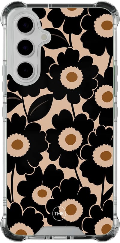 Shockproof hoesje geschikt voor Samsung Galaxy A54 - Bloom luxe - Schokbestendig - Verhoogde randen - TPU case - Extra Sterke Back Cover - Bloemen - Transparant, Zwart