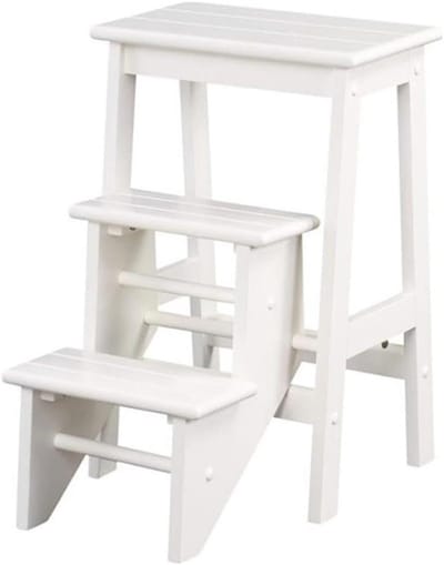 Stap Kruk - Opstapkrukje Hout - Extra Bereik Creëren - Veiligheidsvergrendeling Zijkant - 24 Inch - Wit